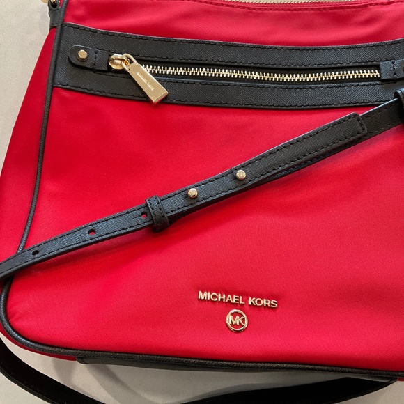 MICHAEL KORS Crossbody Jet Set Nylon Leather Trim Red NWOT - Picture 13 of 13
